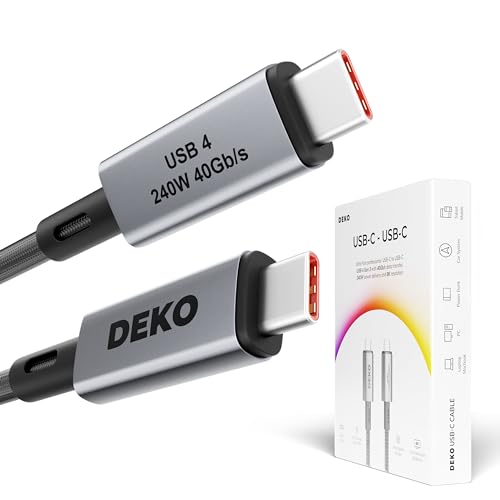 DEKO USB C Thunderbolt 4 Kabel 1m - USB C Kabel 240W, Schnelllade- und Datenkabel - Thunderbolt USB C Monitor Kabel Kurz - Kompatibel mit MacBook, iPhone, Surface und mehr von Deko