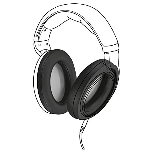 Earpadz Ersatz für Sennheiser HD598, PC37x Gaming Headset Ohrpolster, Protein Leder Kopfhörer Kissen (Mitternacht, Schwarz, 1 Paar) von Dekoni Audio