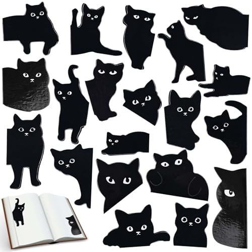 20 Stück Lesezeichen, Schwarze Katze Magnetische Lesezeichen, Niedliche Buchmarker Clip Katzen, Magnetlesezeichen Kinder, Cute Süß Katzen Lesezeichen für Lehrer Studenten Buchliebhaber von Delamiya