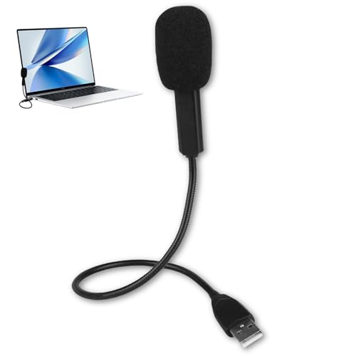 Delamiya USB Mikrofon für PC Laptop, Omnidirektionaler Kondensator Mini Mikrofon mit 360° Verstellbar Flexibles Schwanenhals Geräuschunterdrückung für Aufnahme, Online-Chat, Spiele, Live-Podcasting von Delamiya