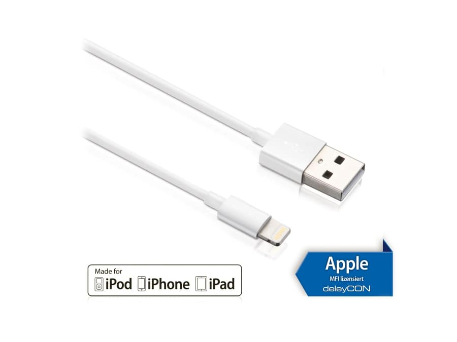 DELEYCON USB-Daten/Ladekabel MK-MK396 für Apple, 0,5 m, weiß von Deleycon