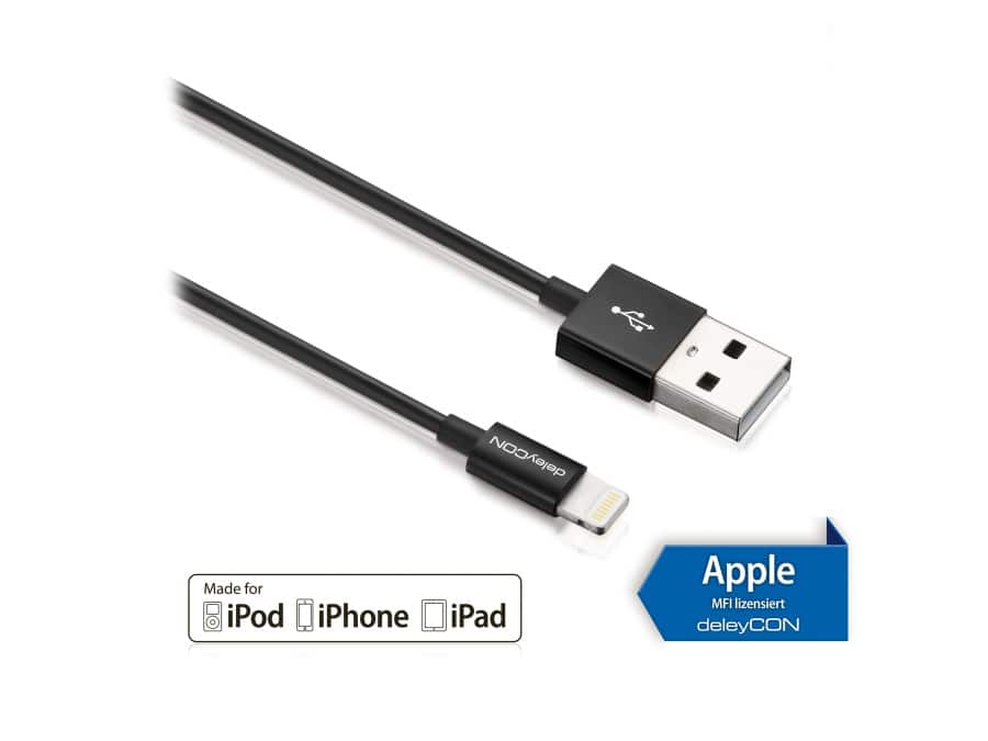 DELEYCON USB-Daten/Ladekabel MK-MK403 für Apple, 1 m, schwarz DELEYCON USB-Daten/Ladekabel MK-MK403 für Apple, 1 m, schwarz von Deleycon