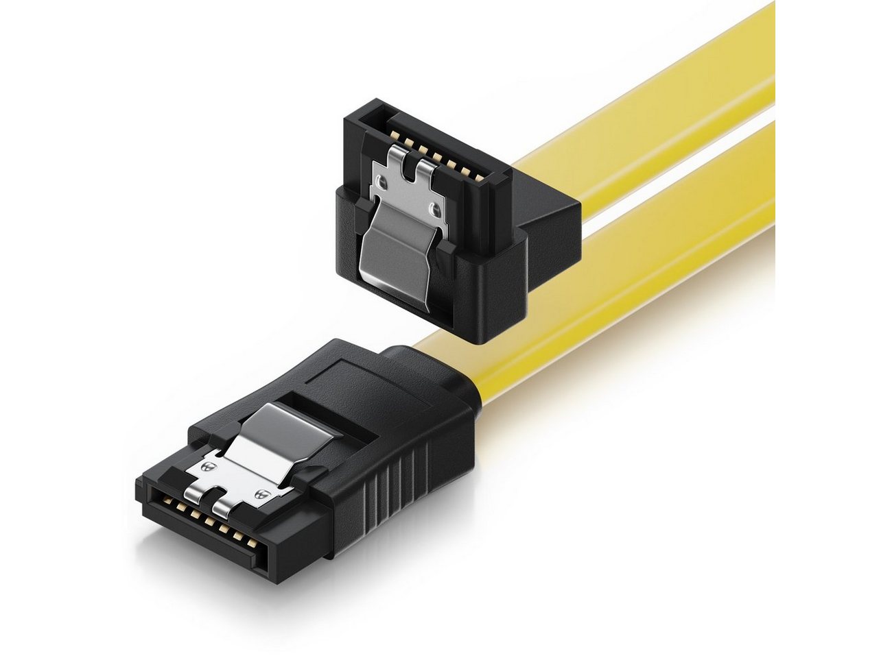 deleyCON deleyCON 0,5m SATA 3 Datenkabel mit Clip - 1x Winkel 90° Grad - S-ATA Computer-Kabel von Deleycon