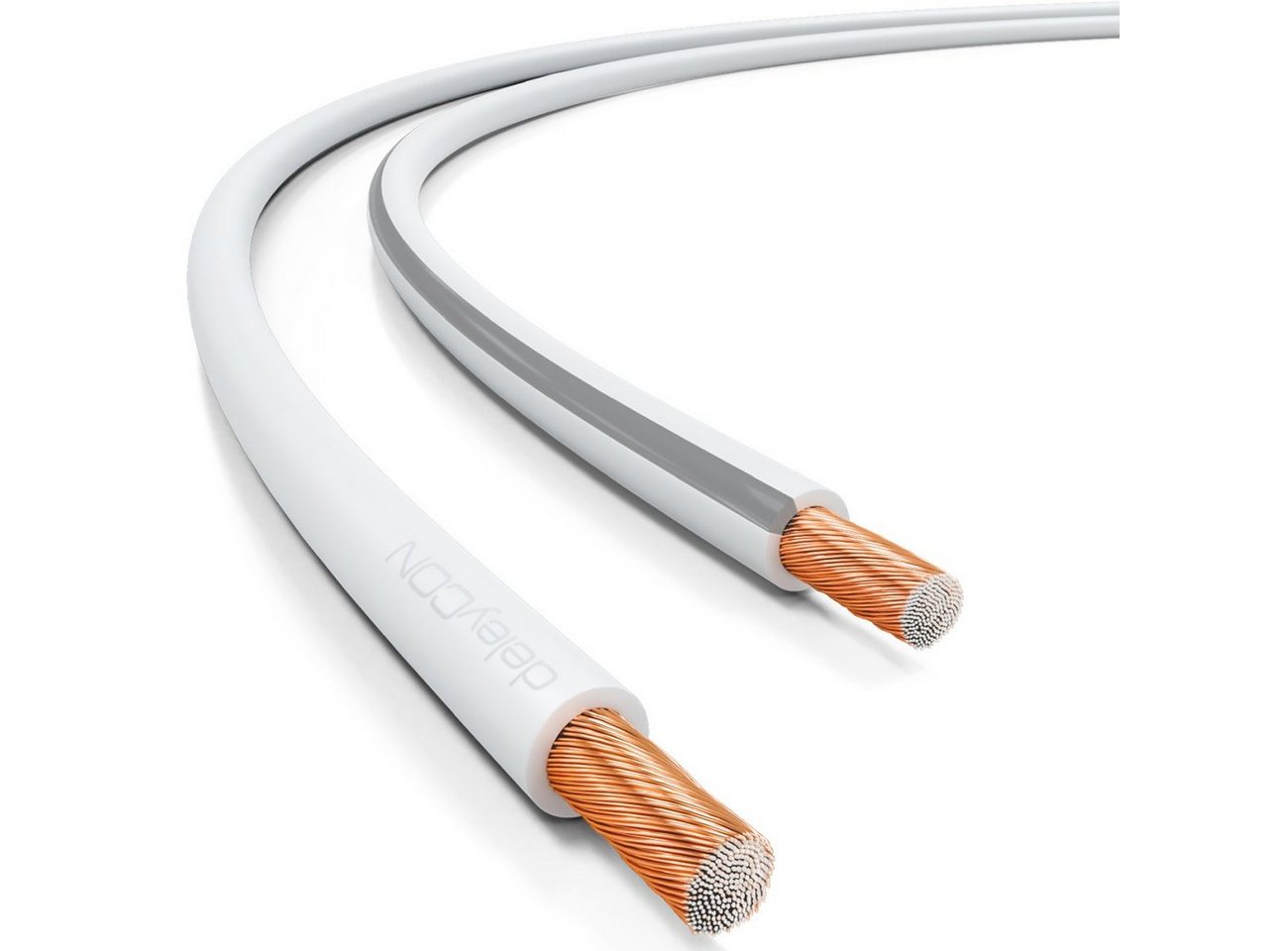 deleyCON deleyCON 100m Lautsprecherkabel 2x 2,5mm² CCA 2x50x0,25mm Litze - Weiß Audio-Kabel von Deleycon