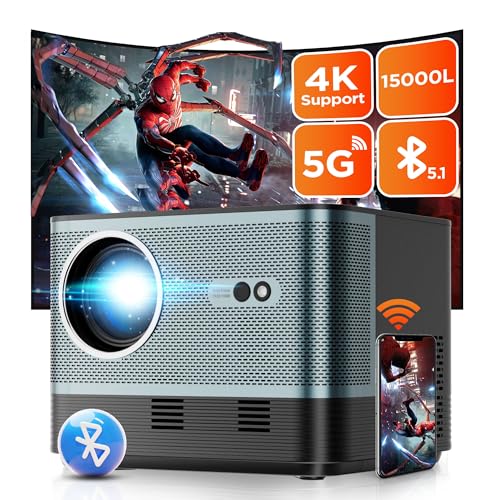4K Projektor,5G WiFi Bluetooth Beamer Full HD 1080P,15000 Lumen, Heimkino-Videoprojektor iOS/Android/HDMI/USB/VGA/TV Stick 4K Projektor,5G WiFi Bluetooth Beamer Full HD 1080P,15000 Lumen, Heimkino-Videoprojektor iOS/Android/HDMI/USB/VGA/TV Stick von Delgeo
