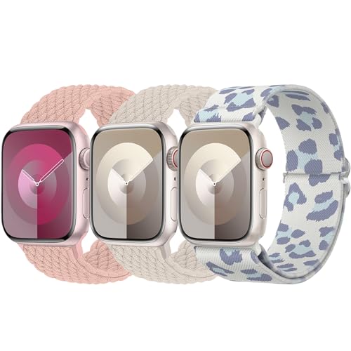 Delidigi 3 Stück Geflochtenes Armband Kompatibel mit Apple Watch 38mm 40mm 41mm 42mm 44mm 45mm 49mm, Verstellbar Elastisches Nylon Armband für iWatch Ultra, Ultra 2, SE, Series 9 8 7 6 5 4 3 2 1 von Delidigi