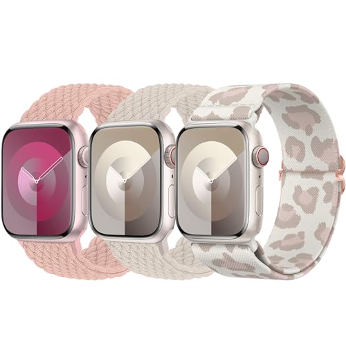 Delidigi 3 Stück Geflochtenes Armband Kompatibel mit Apple Watch 38mm 40mm 41mm 42mm 44mm 45mm 49mm, Verstellbar Elastisches Nylon Armband für iWatch Ultra, Ultra 2, SE, Series 9 8 7 6 5 4 3 2 1 von Delidigi