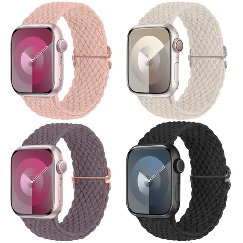 Delidigi 4 Stück Geflochtenes Armband Kompatibel mit Apple Watch 38mm 40mm 41mm 42mm 44mm 45mm 46mm 49mm, Verstellbar Elastisches Nylon Armband für iWatch Ultra 2, SE, Series 10 9 8 7 6 5 4 3 2 1 Delidigi 4 Stück Geflochtenes Armband Kompatibel mit Apple Watch 38mm 40mm 41mm 42mm 44mm 45mm 46mm 49mm, Verstellbar Elastisches Nylon Armband für iWatch Ultra 2, SE, Series 10 9 8 7 6 5 4 3 2 1 von Delidigi