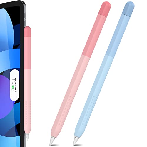 Delidigi Apple Pencil Hülle 2 Stück Silikon Apple Pencil Case Farbverlauf Apple Pencil Abdeckung Zubehör Kompatibel mit Apple Pencil 2. Generation (Rosa+Blau) von Delidigi