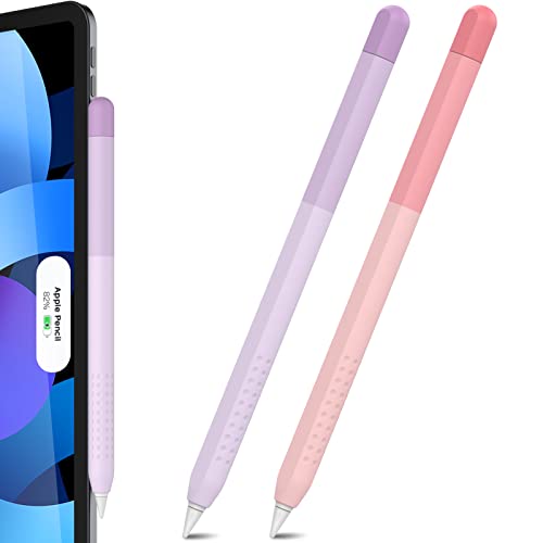 Delidigi Apple Pencil Hülle 2 Stück Silikon Apple Pencil Case Farbverlauf Apple Pencil Abdeckung Zubehör Kompatibel mit Apple Pencil 2. Generation (Rosa+Lavendel) von Delidigi