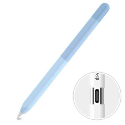 Delidigi Apple Pencil USB C Hülle Cover Farbverlauf Anti Rutsch Silikon Case Schutzhülle Kompatibel mit Apple Pencil USB C (Blau) von Delidigi