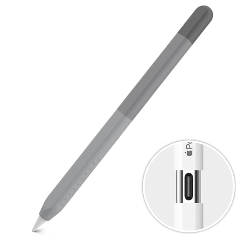 Delidigi Apple Pencil USB C Hülle Cover Farbverlauf Anti Rutsch Silikon Case Schutzhülle Kompatibel mit Apple Pencil USB C (Grau) von Delidigi