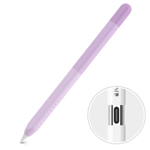 Delidigi Apple Pencil USB C Hülle Cover Farbverlauf Anti Rutsch Silikon Case Schutzhülle Kompatibel mit Apple Pencil USB C (Lavendel) von Delidigi