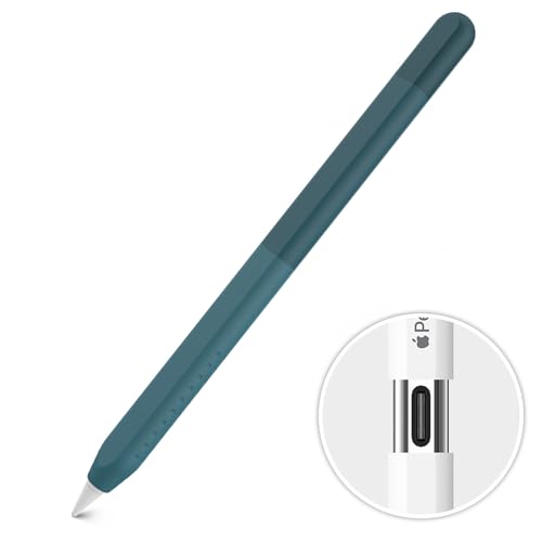 Delidigi Apple Pencil USB C Hülle Cover Farbverlauf Anti Rutsch Silikon Case Schutzhülle Kompatibel mit Apple Pencil USB C (Mitternachtsgrün) von Delidigi