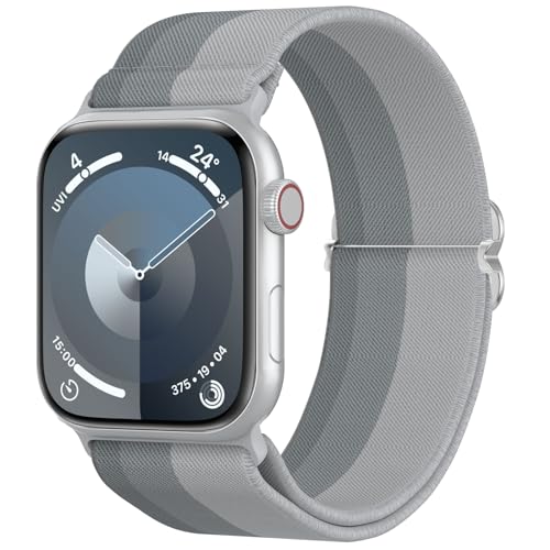 Delidigi Gradient Farbe Watch Armband Kompatibel mit Apple Watch 38mm 40mm 41mm 42mm 44mm 45mm 49mm, Nylon Armband für iWatch Ultra, Ultra 2, SE, Series 9 8 7 6 5 4 3 2 1-(Grey) von Delidigi