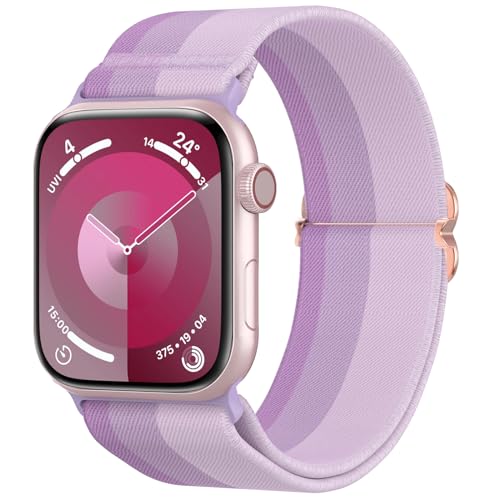 Delidigi Gradient Farbe Watch Armband Kompatibel mit Apple Watch 38mm 40mm 41mm 42mm 44mm 45mm 49mm, Nylon Armband für iWatch Ultra, Ultra 2, SE, Series 9 8 7 6 5 4 3 2 1-(Lila) von Delidigi