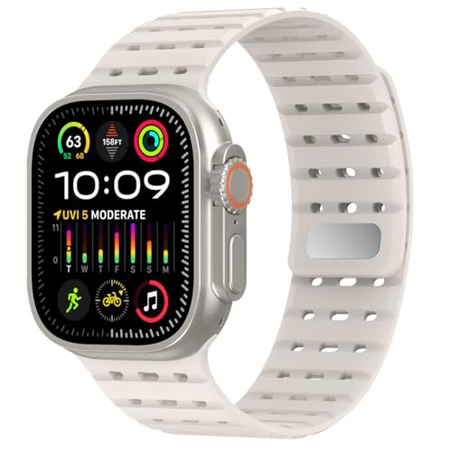 Delidigi Magnetarmband Kompatibel mit Apple Watch Ultra 2/Ultra Armband 49mm 46mm 45mm 44mm 42mm,Starke Atmungsaktives Silikon Sport Ersatzband für iWatch Ultra 2 Series 10/9/8/7/6/5/3/SE Herren Damen von Delidigi