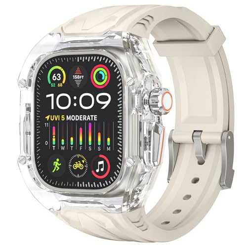 Delidigi Rugged Durchsichtige Schutzhülle mit TPU Armband Kompatibel mit Apple Watch ultra 2/ultra 49mm Männer Frauen Ersatzarmband-Starlight von Delidigi