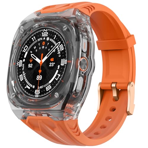 Delidigi TPU Galaxy Watch Armband mit Rugged Transparente Hülle Kompatibel mit Samsung Galaxy Watch Ultra 47mm Ersatzarmband für Männer Frauen Orange Delidigi TPU Galaxy Watch Armband mit Rugged Transparente Hülle Kompatibel mit Samsung Galaxy Watch Ultra 47mm Ersatzarmband für Männer Frauen Orange von Delidigi