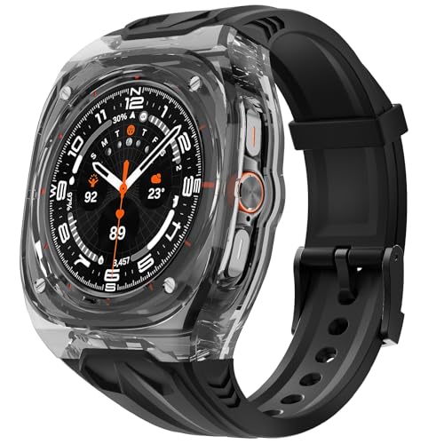 Delidigi TPU Galaxy Watch Armband mit Rugged Transparente Hülle Kompatibel mit Samsung Galaxy Watch Ultra 47mm Ersatzarmband für Männer Frauen Schwarz Delidigi TPU Galaxy Watch Armband mit Rugged Transparente Hülle Kompatibel mit Samsung Galaxy Watch Ultra 47mm Ersatzarmband für Männer Frauen Schwarz von Delidigi