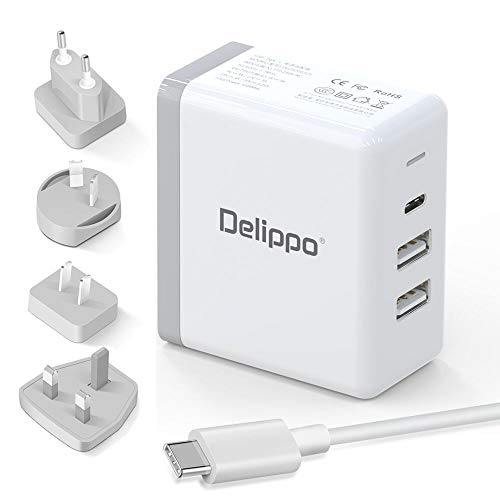 Delippo 65W USB C Charger PD & QC 3.0 USB 3 in 1 Travel Wall Charger Adapter Compatible for Nintendo,Google Pixel,Galaxy S9 S8 Note8, iPhone X 8 MacBook Pro 13/15, MacBook 12, Dell,HP More MEHRWEG von Delippo