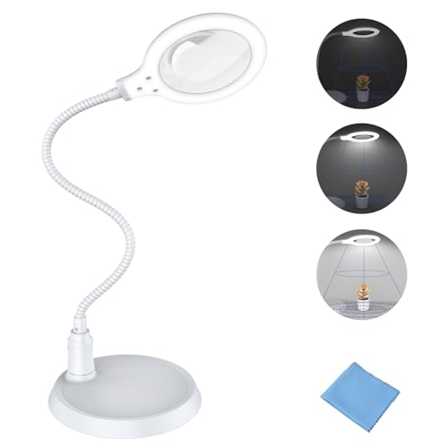 Delixike 5X Lupe mit Licht und Stände,5-fache Vergrößerungslampe,Lupe mit Licht handfrei, dimmbare Lampe mit LED, ideal zum Lesen, Hobby, Nähen, Basteln, weiß Delixike 5X Lupe mit Licht und Stände,5-fache Vergrößerungslampe,Lupe mit Licht handfrei, dimmbare Lampe mit LED, ideal zum Lesen, Hobby, Nähen, Basteln, weiß von Delixike
