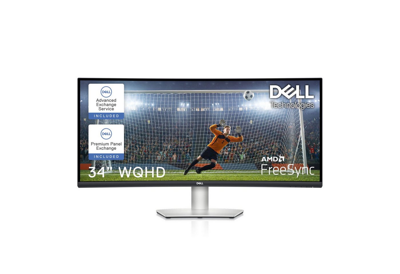 Dell 86.4cm (34) S3423DWC 21:09 2xHDMI+DP+USB-C Curved TFT-Monitor (3440 x 1440 px, Wide Quad HD, 4 ms Reaktionszeit, 100 Hz, VA, Curved, Adaptive-Sync, Lautsprecher, FreeSync, HDCP, Höhenverstellbar) von Dell