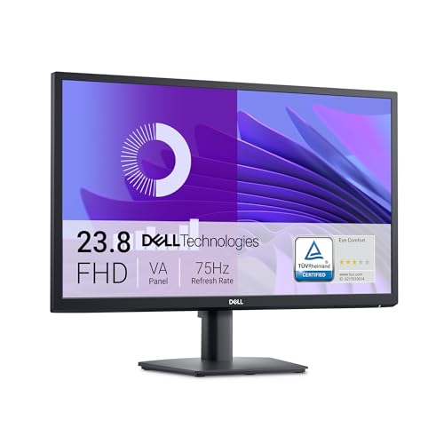Dell E2425H 24 Zoll Full HD (1920x1080) Monitor, 75Hz, VA, 5ms, VESA (100x100mm), DisplayPort, VGA, 3 Jahre Garantie, Schwarz von Dell