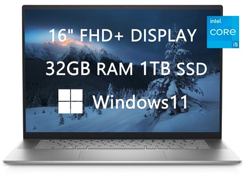 Dell Inspiron Laptops für Studenten und Business, 40,6 cm (16 Zoll) FHD+ Computer, Intel Core i5-1235U 10-Core, 32 GB RAM, 1 TB SSD, Schnellladung, USB-C, leicht, Windows 11 von Dell