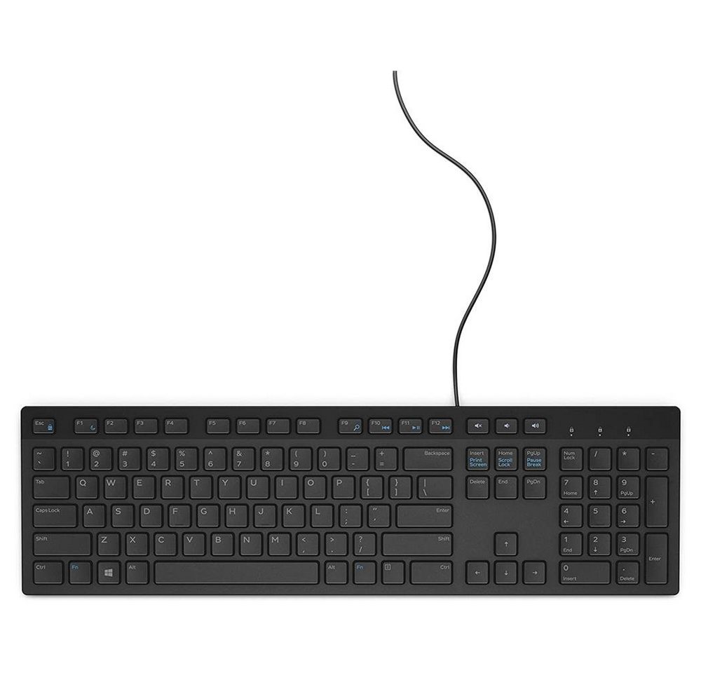 Dell KB216 Tastatur (Computer Keyboard, US International QWERTYLayout, LED-Anzeigen, Standard, USB, Verkabelt, Schwarz) von Dell