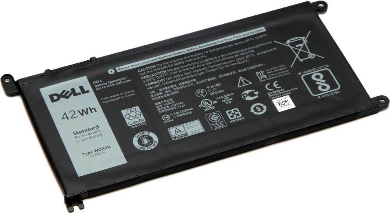 Dell - Laptop-Batterie (gleichwertig mit: Dell WDX0R, Dell 08YPRW) - Lithium-Ionen - 3 Zellen - 3500 mAh - 42 Wh - Schwarz - für Dell 13 3379, 3189, Inspiron 13 53XX, 13 73XX, 15 55XX, 17 57XX, Vostro 14 5468, 15 5568 von Dell