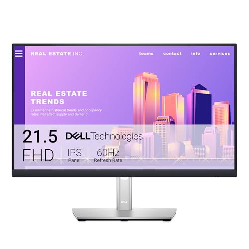 Dell P2222H 21.5 Zoll Full HD (1920x1080) Monitor, 60Hz, IPS, 5ms, 99% sRGB, DisplayPort, HDMI, VGA, 5x USB, 3 Jahre Garantie, Schwarz von Dell