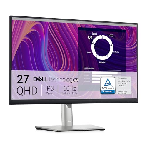 Dell P2723D 27 Zoll QHD (2560x1440) Monitor, 60Hz, IPS, 5ms, 99% sRGB, DisplayPort, HDMI, 5x USB, 3 Jahre Garantie, Schwarz von Dell