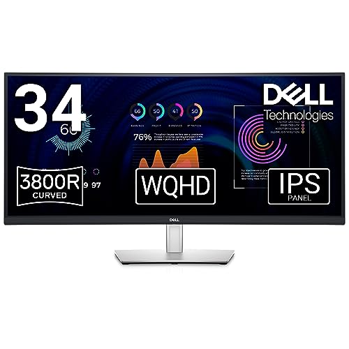 Dell P3424WE USB-C 34 Zoll WQHD (3440x1440) 21:9 3800R Curved Monitor, 60Hz, IPS, 5ms, 99% sRGB, USB-C, DisplayPort, HDMI, 5x USB, RJ45, 3 Jahre Garantie, Schwarz von Dell