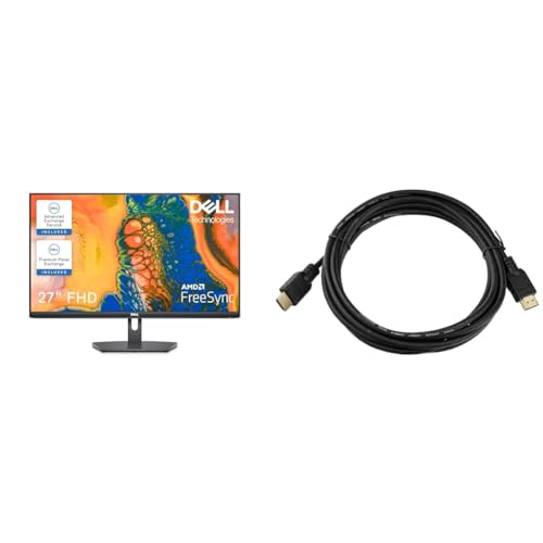 Dell S2721NX 27 Zoll Full HD (1920x1080) Monitor, 75Hz, IPS, 4ms, AMD FreeSync & AKYGA AK-HD-15A HDMI Kabel High Speed Ethernet Full HD 4K 1080P TV Stecker 1.5m von Dell