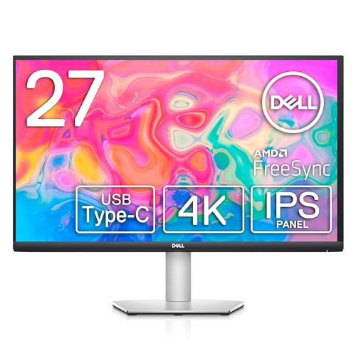 Dell S2722QC USB-C 27 Zoll 4K UHD (3840x2160) Monitor, 60Hz, IPS, 4ms, AMD FreeSync, 99% sRGB, HDR, Eingebaute Lautsprecher, USB-C, 2x HDMI, 2x USB, 3 Jahre Garantie, Silber von Dell