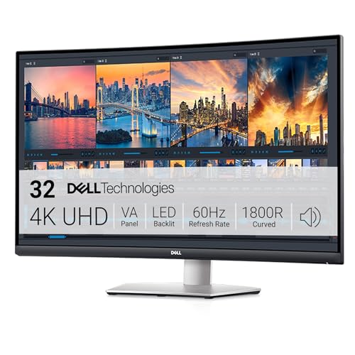 Dell S3221QSA 31.5 Zoll 4K UHD (3840x2160) 1800R Curved Monitor, 60Hz, VA, 4ms, AMD FreeSync, 99% sRGB, Eingebaute Lautsprecher, DisplayPort, 2x HDMI, 3x USB, 3 Jahre Garantie, Silber von Dell