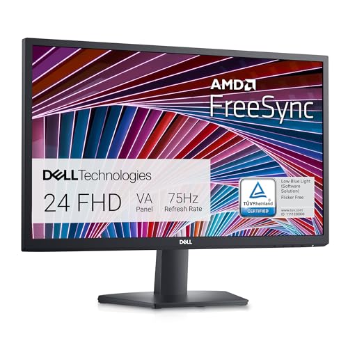 Dell SE2422HX 24 Zoll Full HD (1920x1080) Monitor, 75Hz, VA, 5ms, AMD FreeSync, HDMI, VGA, 3 Jahre Garantie, Schwarz von Dell