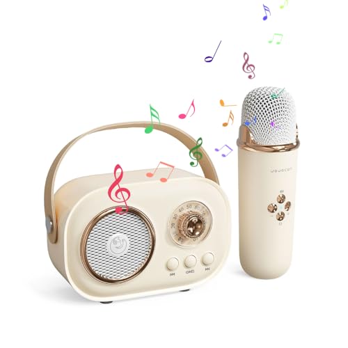 Delmkin Kinder Karaoke Mikrofon mit Microphone Tragbarer Bluetooth Lautsprecher Aufladung Karaoke Maschine für Jungen und Mädchen für Zuhause Partys (Gelb) von Delmkin