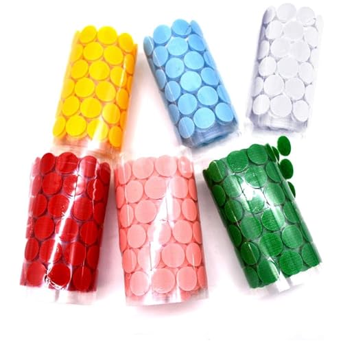 Klettpunkte Selbstklebend,Delmkin 144 Paar 15mm Self Adhesive Klett Klebe Punkte für Papier, Kunststoff, Glas, Leder, Metall, Kleidungsstücke(6 Farben) von Delmkin