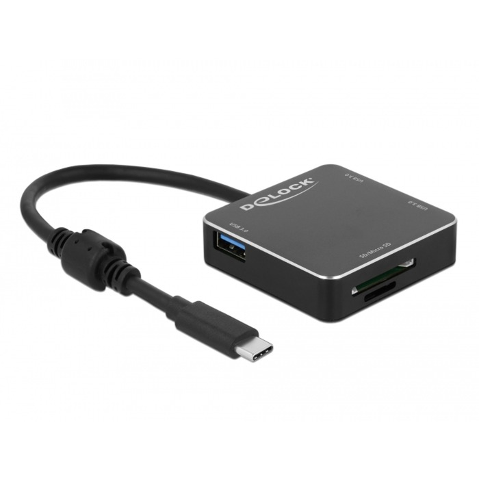 3 Port USB 3.1 Gen 1 Hub mit USB Type-C und SD + MicroSD Slot, USB-Hub von Delock