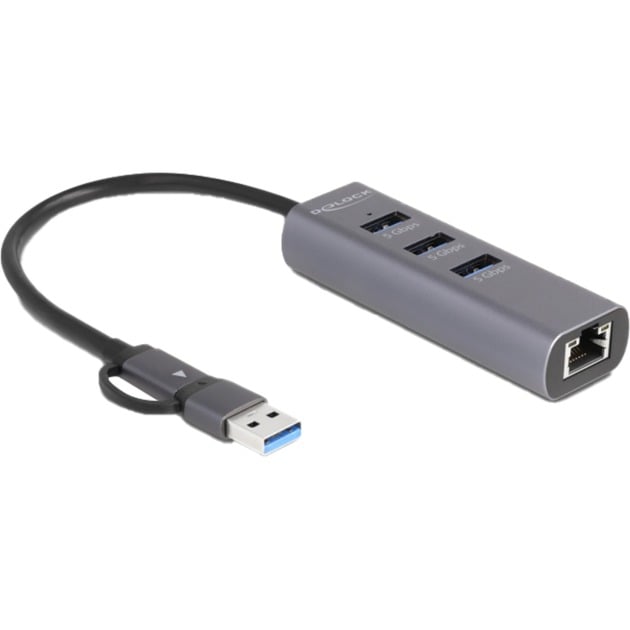 3 Port USB 5 Gbps Hub + Gigabit LAN mit USB Type-C, Dockingstation von Delock