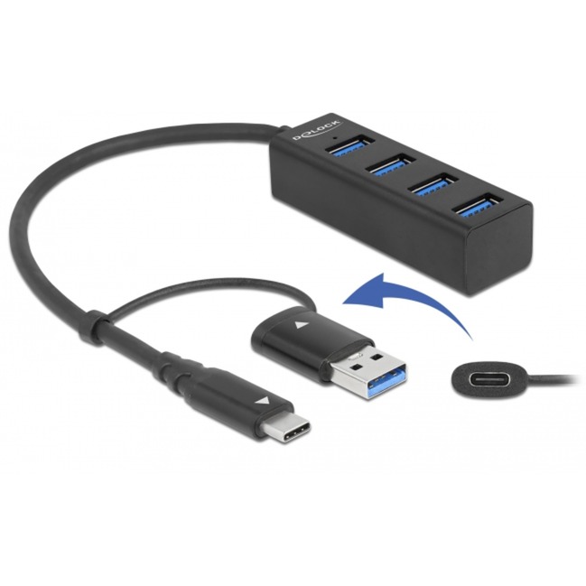 4 Port USB 3.2 Gen 1 Hub mit USB Type-C oder USB Typ-A Anschluss, USB-Hub von Delock