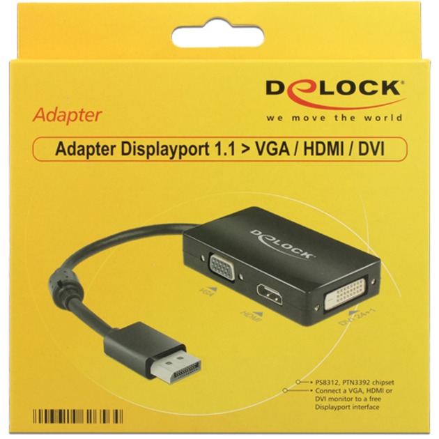 Adapter Displayport > VGA/HDMI/DVI-D von Delock