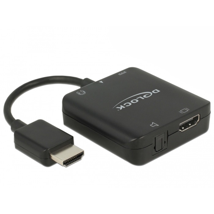 Adapter HDMI Stecker > HDMI + TOSLINK S/PDIF + 3,5mm Klinkenbuchse von Delock