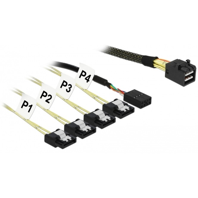 Adapterkabel Mini SAS HD SFF-8643 > 4x SATA 7Pin von Delock