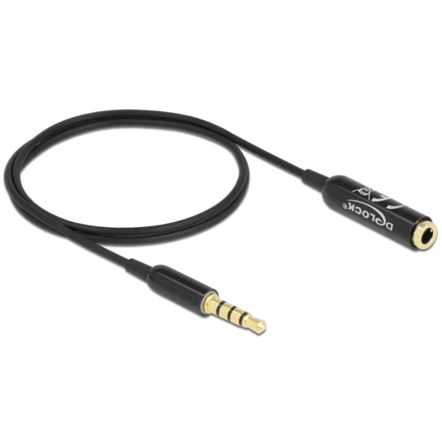 Audio Verlängerungskabel 3,5mm 4Pin Stecker > 3,5mm 4Pin Buchse Ultra Slim von Delock