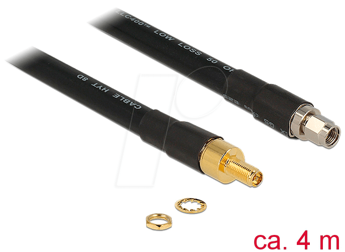 DELOCK 13016 - HF Antennenkabel, RP-SMA Stecker > RP-SMA Buchse, 4 m von Delock