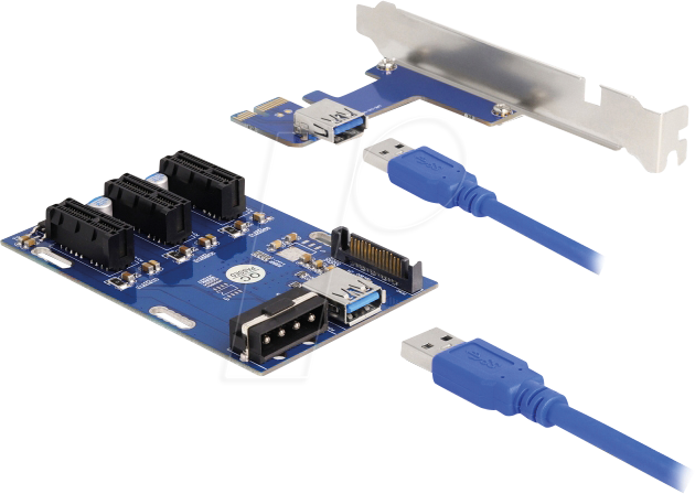 DELOCK 41442 - Riser Karte, 1x PCIe x1 > 3x PCIe x1, 50 cm Kabel von Delock
