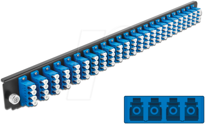 DELOCK 43369 - 19'' Spleißbox Frontblende, 24 Port, LC Quad, blau von Delock